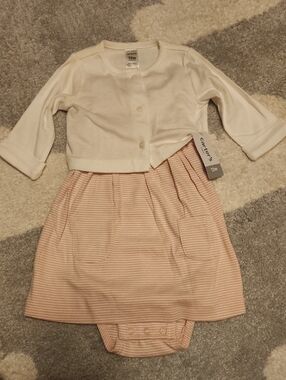 Carter's White and Light Pink Baby Matching Set